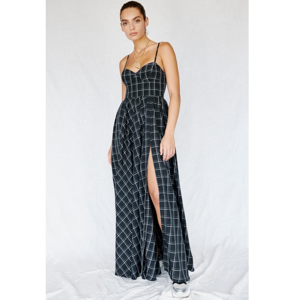 Fame And Partners Plaid Maxi Bustier Dress - Picture 2 of 8